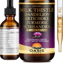 Bio Milchdistel Extrakt Flüssigkeit für Leberreiniger Detox & Repair, Silymarin Milchdistel Tropfen Ergänzung mit Dandelion & Artichoke für Leberunterstützung, Vegan, Alkoholfrei, 2 FL OZ