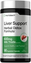 Horbäach Liver Support | 600 mg Milchdistel | 90 Vegetarische Kapseln | Kräuterdetox Formel | Non-GMO, Glutenfrei