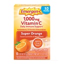 Emergen-C 1000mg Vitamin C Pulver für tägliche Immununterstützung Koffeinfreie Vitamin C Ergänzungen mit Zink und Mangan, B Vitamine und Elektrolyte, Super Orange Flavor - 10 Zähler