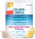 Marine Collagen Powder Supplement - Type I Hydrolyzed Marine Collagen Peptides, Biotin, Hyaluronic Acid, Vitamin C, Vital Antioxidants Complex - Skin Supplements for Women - Pink Lemonade, 9.7oz