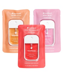 Touchland Hydrating Hand Sanitizer Spray - Juicy Trio Set (Wilde Wassermelone, Samtpfirsich, Berry Bliss) - 3 x 1 FL OZ Travel Size Mists