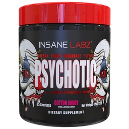 Wahnsinniger Labz Psychotiker, hochstimulierendes Pre-Workout-Pulver, extrem langlebige Energie, Fokus und Ausdauer mit Beta Alanin, Kreatin-Monohydrat DMAE, 35 Srvgs (Baumwolle)