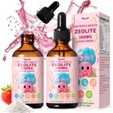Zeolite Drops 2 Pack Detox for Kids & Adults - 300mg Clinoptilolite, 1000mcg Vitamin B12 C D3, 10 Billion CFU Prebiotics, Seaweed Calcium - Pure Body Cleanse Heavy Metal Gut Energy Bones Immune 120ml
