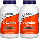 JETZT Lebensmittel L-Lysin 500 mg, 250 Kapseln (Pack von 2)