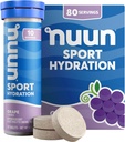 Nuun Sport Elektrolyt Tabletten mit Magnesium, Kalzium, Kalium, Chlorid & Natrium, Gluten Free & Vegan, Trauben, 8 Packung (80 Portionen insgesamt)