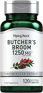 Piping Rock Butchers Broom Supplement | 1250 mg | 120 Kapseln | Kräuterwurzelextrakt | Non-GMO, Glutenfrei