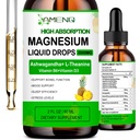 Flüssige Magnesium-Ergänzung, Organische 5-in-1-Magnesien-Komplexe Tropfen Fett, Taurat, Oxid, Malat, Citrat w/L-Theanin, Ashwagandha für Cortisol, Schlaf*, Stress, Muskel,