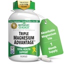 Botanic Choice Triple Magnesium Advantage - Magnesium Aspartate Citrate & Lactate Complex Supplement for Nerve, Digestive, Muscular & Heart Health for Men & Women (90 Capsules)