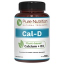 Pure Nutrition Cal D - Pflanzenbasiertes Kalzium mit VIT D3 K2 & Magnesium | 120 Tabs | 500mg Vegan Kalzium pro Servieren | Algen Kalziumergänzung für Knochengesundheit