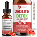 Zeolite Detox Liquid Drops with B12, D3 & Vitamin C – Pure Body Cleanse Support for Heavy Metals, Natural Zeolite Formula, Strawberry Watermelon Flavor, 60ml