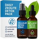 Zeolite Detox Pack for Adults, Advanced Clinoptilolite Zeolite Liquid Drops and Spray for Metal, Supports Gentle Cellular & Body Detox, Energy and Focus, Gut Cleansing, Immune System, 60 ML + 30ML