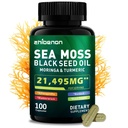 Sea Moss Capsules with Bladderwrack & Burdock - 50 Day Supply - Powerful Formula with Black Seed Oil, Ashwagandha, Turmeric, Vitamin C, Vitamin D3, Moringa & Black Pepper Extract