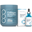 NeoCell Beauty Bundle for Women | Collagen Bio-Peptides Powder | Niacinamide Hyaluronic Acid Serum | Inside and Out Set