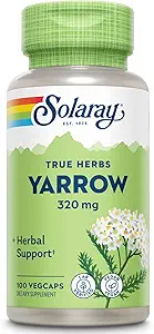 SOLARAY True Herbs Yarrow 320mg, Ganze Luft - Yarrow Kräuter-Ergänzungen für Wellness-Unterstützung - Non-GMO, Vegan, Glutenfrei, Lab Verified, 60-Day Geld zurück Garantie - 100 Servierungen, 100 VegCaps