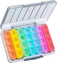 Daviky Weekly Pill Organizer 4 Mal pro Tag, Moisture-Proof Pille Box 7 Tage, Tägliche Pille Fall Medizin Organizer Box einfach zu bedienen, Reise Pille Organizer mit 28 Komponenten Vitamine & Meds halten