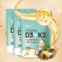 Vitamin D3 10000 iu Plus K2 (MK-7) 200 mcg, 300 Coconut Oil Softgels| 2 in 1 VIT D & K Complex | Unterstützt Kalziumabsorption, Knochen, Immune, &amp; Herzgesundheit – leicht zu schlucken (900 Softgels /3 Tasche)