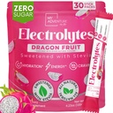 Zero Sugar Dragon Fruit Electrolytes Sticks - Refreshing Hydration - Caffeine Free Energy with Natural Ingredients - Vegan, Keto & Paleo - Sugar Free Electrolytes Powder Drink Mix - 30 Sticks