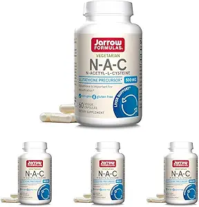 Jarrow Formulas N-A-C 500 mg - Antioxidante Aminosäure-Ergänzung unterstützt Cellular Health & Liver Function - Precursor zu Glutathione - Bis zu 60 Portionen (Veggie Caps) (Pack von 4)