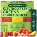 Keto Vitals Keto Electrolytes Plus Greens Superfood Powder Packets - 30 Servings Super Greens Powder Packets with Sugar Free Electrolytes for Hydration, Gut Health & Digestion - Green Drink Mix