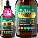 Mullein Tropfen für Lunge,144000mg Mullein Blatt Extrakt für Lunge Cleanse & Respiratory Function Gesunde Atmung Immune, Verdauungssystem, Natürliche Kräuterergänzung Zucker & Alkoholfrei, 120-Tag Versorgung