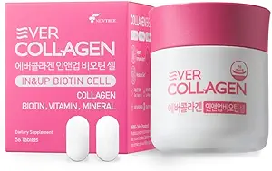Ever Collagen in&UP Biotin Cell, Low Molecular Marine Fish Collagen Peptide Tabletten mit Vitamin Selenium Ergänzungen - Gesunde Haut, Haar, Nagel für Frauen - Antioxidante Ergänzung