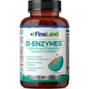 FineLand D-ENZYMES Advanced Digestive Support Complex, Breakdown of Nutrients, Digestion, Hemicellulose, Peptidase, 60 Capsules/ 60 Servings