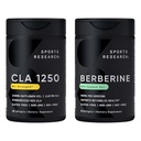 Sports Research® Weight Loss Pack - 1250mg Conjugated Linoleic Acid (CLA) Derived from Safflower Oil & 500mg Berberine Supplement | Metabolic Health Support for Men and Women