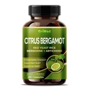 Citrus Bergamotte 50:1 Extrakt 20,400mg mit roten Hefereis, Knoblauch, Artischocke für gesunde Cholesterin, Herzgesundheit - Made in USA (150 Count (Pack von 1))