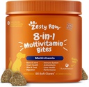 Zesty Paws Multivitamin Treats für Hunde, Glucosamin Chondroitin Joint Support + Verdauungsenzyme & Probiotika, Grain Free Dog Vitamins und Ergänzungen für Haut & Coat, Peanut Butter - 90ct
