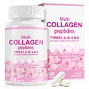 Multi Collagen Peptides for Men & Women,Multi Collagen Supplements Capsule with Biotin, Vitamin C & Hyaluronic Acid, Type I, II, III, V, X, 240 Capsules