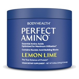 BodyHealth PerfectAmino Powder - BCAA und EAA Pulver für Vor- und Nacharbeit - Aminosäure Energy Drink für Männer und Frauen, um Lean Muskel und Erholung zu unterstützen - Lemon Lime - 30 Servietten
