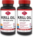 Olympian Labs Antarktis Krill Öl, 1000mg Caps mit Astaxanthin, Omega-3, EPA, DHA, Immun-, Gelenk- und Gehirnunterstützung, 60 Softgels (Pack von 2)