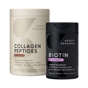 Sports Research® Hair Essentials Pack - Dark Chocolate Collagen Powder Protein Supplement (40 Servings) and Biotin (Vitamin B7) 10,000mcg with Organic Coconut Oil (120 Softgels)