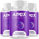 (3 Pack) Apex Neuro Elite Capsules, Apex Neuro Elite Brain Support Pills with Natural Ingredients, Advanced Formula ApexNeuro Maximum Strength Health & Wellness Vitamin for Women & Men (180 Capsules)