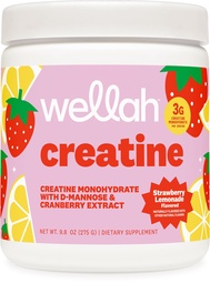 Wellah Creatine für Damen - Kreatin-Monohydrat mit Dandelion & Cranberry Extrakt (50 Servierungen, Erdbeer-Lemonade)
