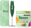 Bloom Nutrition Superfood Greens Powder, Verdauungsenzyme mit Probiotika und Präbiotika, Gut Health, Bloating Relief, Orange Passionfruit + Milch Frother High Powered Hand Mixer