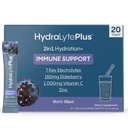 Hydralyte Elektrolyte Plus Immunität, Elderberry - Low Sugar Rapid Rehydration Powder - Leicht spritzende Elektrolyt-Pulver-Packets mit 1.000 mg Vitamin C und 300 mg Elderberry (8oz Serve, 20 Count)