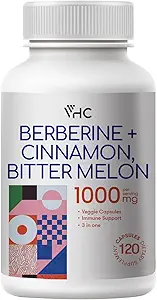 Berberine Supplement 1000mg mit Ceylon Zimt, Bitter Melon, 3 in 1 Dreifach Aktion Formel Berberine HCL Ergänzungen, für Immune, Herz-Kreislauf, Gastrointestinal, 120 Veggie Kapseln, Made in USA