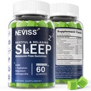 NEVISS Melatonin Free Sleep Aid Gummies für Erwachsene - Magnesium Glycinate Gummies | GABA, L-Tryptophan, Magnesium, Ashwagandha - Non-Habit Forming, Hilfe für tiefe Entspannung - Vegan, Lemon Flavor, 1Pack