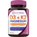 Doctor's Recipes D3+K2+Magnesium, 10000 IU D3, 200 mcg K2, Highly Bioavailable, Chelated Magnesium Glycinate, Non-GMO, No Gluten, for Bone, Immune, Mood, Relaxation Support, 90 Capsules