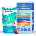 FIRST DAY Toddler Multivitamin Gummies (Ages 2-3)| Kids Multivitamin Gummies with Vitamins A C D3, B2, B12, Choline, Folate and 21 Organic Superfoods| (30 Day Supply)