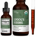Bio Lugol's Iodine, Iodine und Kalium Iodide 2% Lösung 3000 mcg - Flüssige Ergänzung Tropfen für Schilddrüsenunterstützung für Frauen und Männer, Stoffwechsel Gesundheit, Detox Boost - Non-GMO, 395 Portionen (2 Oz)
