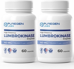 Puregen Labs Lumbrokinase 40mg pro Kapsel High Potency Supplement | High Activity Lumbrokinase Enzymes | No Harmful Additives | Non-GMO | Gluten Free | Made in USA - Insgesamt 120 vegetarische Kapseln
