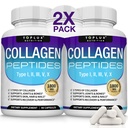 Toplux Multi Collagen Peptides Pills 1800 Mg Complex - Type I, II, III, V, X Premium Collagen Complex for Better Skin & Hair, Strong Joint, Hydrolyzed Protein, for Men Women, 90 Capsules, Supplement
