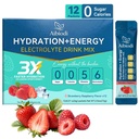 Electrolytes Powder Packets - Sugar Free & Zero Calorie Liquid Daily IV Drink Mix - Instant Hydration & Energy Supplement with 6 Electrolytes and 5 Vitamins, Keto Friendly & Vegan - 12 Sticks
