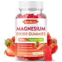 Magnesiumoxid-Gummi 400mg, Kaubare Magnesiumoxid-Ergänzung für Erwachsene & Kinder, Nerve & Muskel-Unterstützung, Non-GMO, Sugar-Free, Erdbeer-Flamour, 60 Count