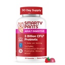 SmartyPants Adult Probiotic Gummies for Digestive Health: 3 Billion CFU, Gut Health and Immune Support Supplement, Clinically Studied Probiotic, Gluten Free, Strawberry, 30 Count (30 Day Supply)