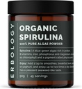 Erbologie Bio Spirulina Pulver 3.2 oz - 45 Servierungen - Sustainable Sourced in Portugal - Energie- und Immununterstützung - Reich an Chlorophyll, B Vitamine, Eisen und Phosphor - Vegan - GMO-frei