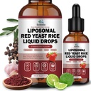 Liposomal Red Yeast Rice Liquid Drop 1200mg 10-in-1 Organic Red Rice Yeast with CoQ10 Citrus Bergamot Plant Sterols Garlic, Extra Strength Cholesterol Lowering Supplements for Women Men