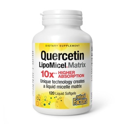 Natürliche Faktoren Quercetin LipoMicel Matrix - Unterstützt Immun-Gesundheit & Kapillar-Gesundheit - Antioxidante Unterstützungsergänzung mit hochabsorbierbarem Quercetin - 120 Softgels (120 Servietten)